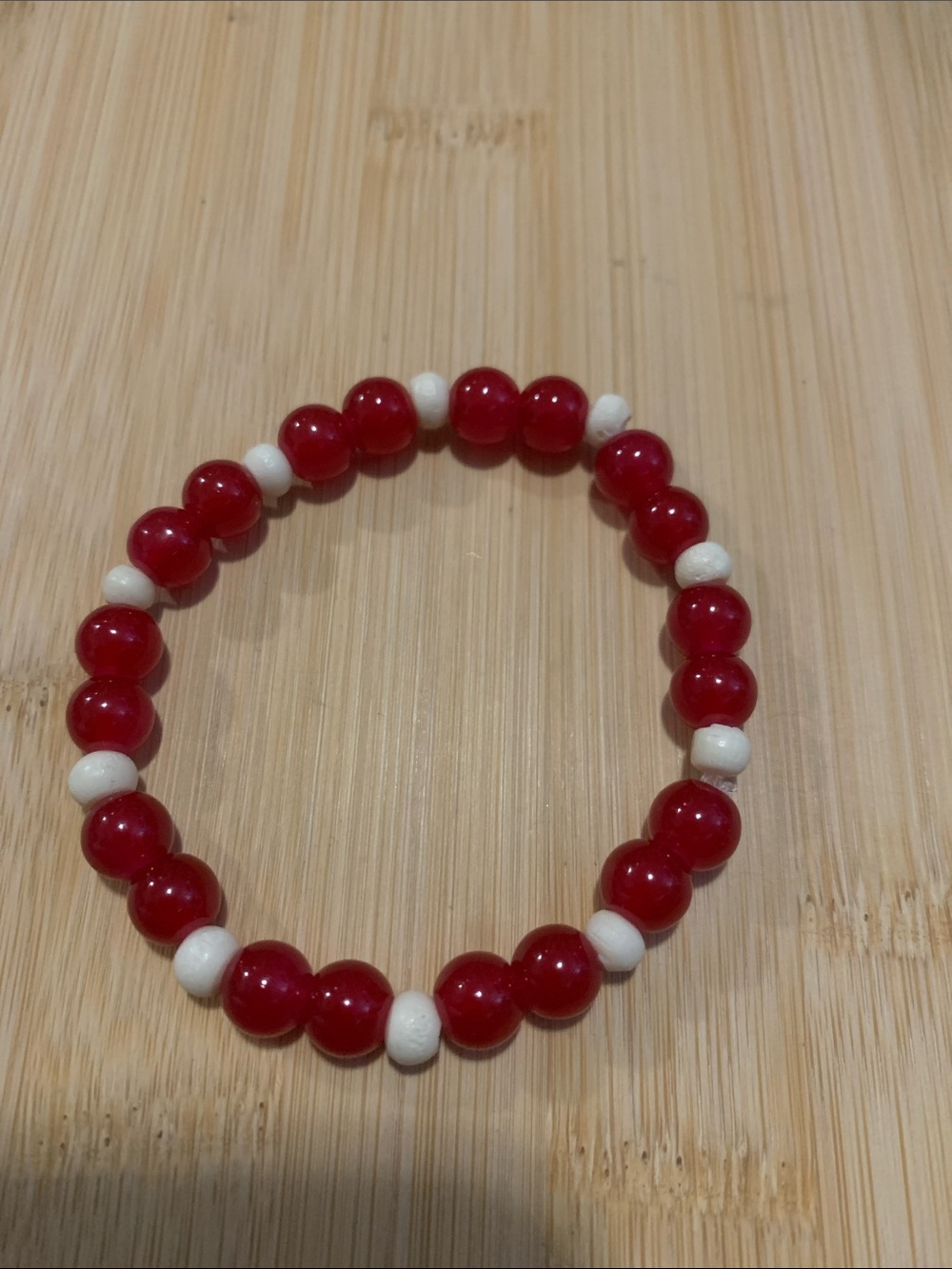 Vintage Glass and Bone Beaded Stretch Bracelet unisex